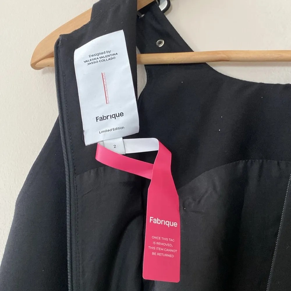 Valeska Valentina Jasso Collado w/ Fabrique Caspian Buckle Dress Wool Silk Blend Black Size 2 - Image 11