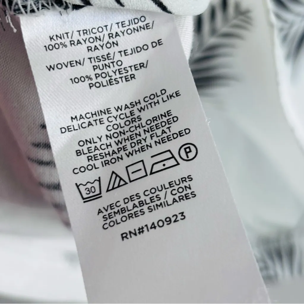 LOFT size medium Palm Ruched Ruffle Tie Neck Top - Image 7