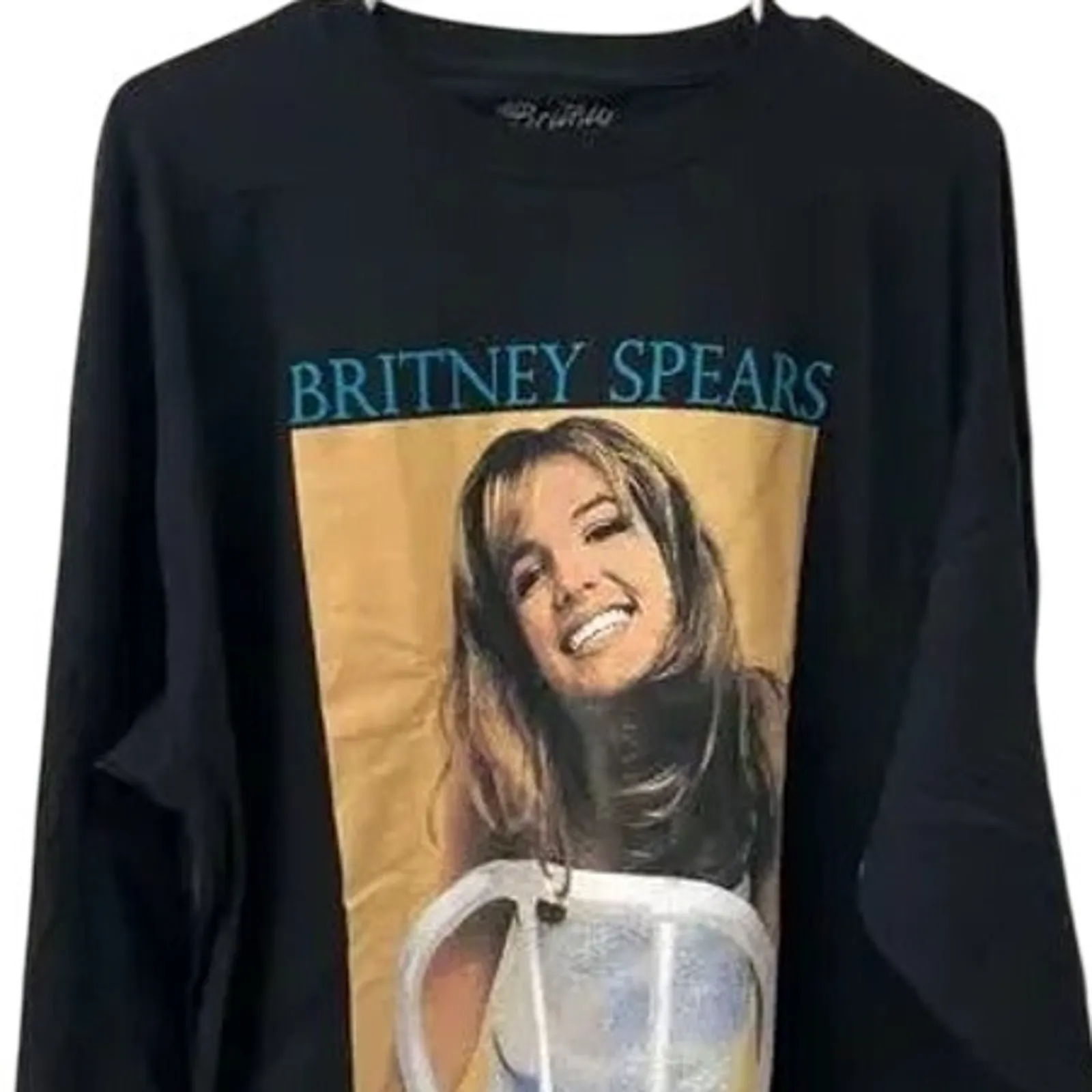 NWOT Britney Spears Vintage Style Long Sleeve Graphic T Shirt Unisex 1XL Black Size XL - Image 3