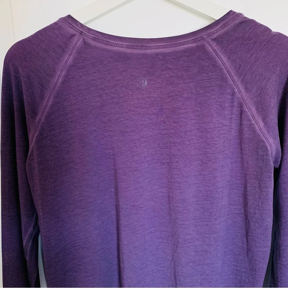 Lululemon Emerald Faded Washed Purple Ink Pima Cotton Long Sleeve Top | Size 8/M - Image 9