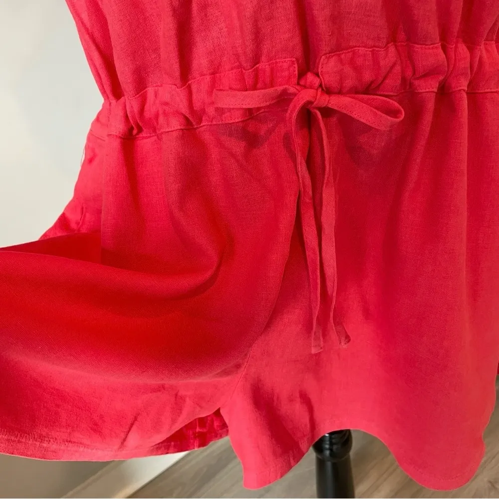 Women's Short Sleeve Romper - Universal Thread™ Coral Size Large - Linen Blend - Image 8