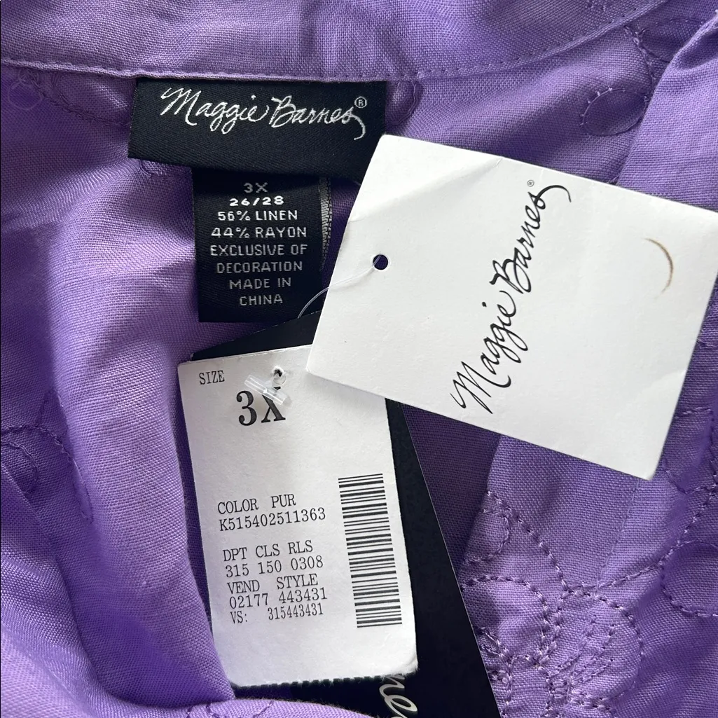 NWT!Maggie Barnes Leon Blend Button Down Needle Point Blouse Size 3X - Image 6