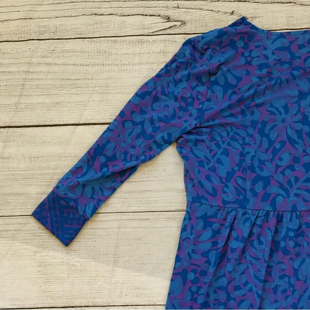 Bob Mackie Wearable Art size small blue leaves print dress - Image 11