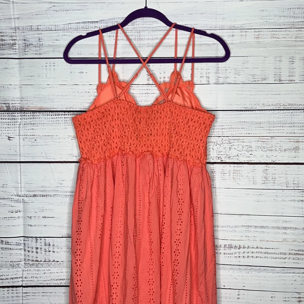 Zenana Size 2X Pink Eyelet Lace Strappy Maxi Dress - Image 4