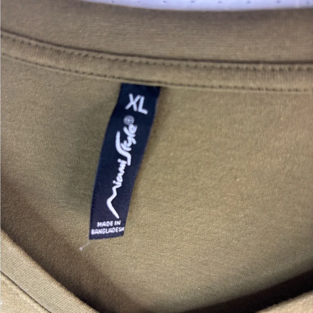 Miami Style XL Destin FL Stay Salty Khaki Olive V-Neck T-Shirt - Image 4