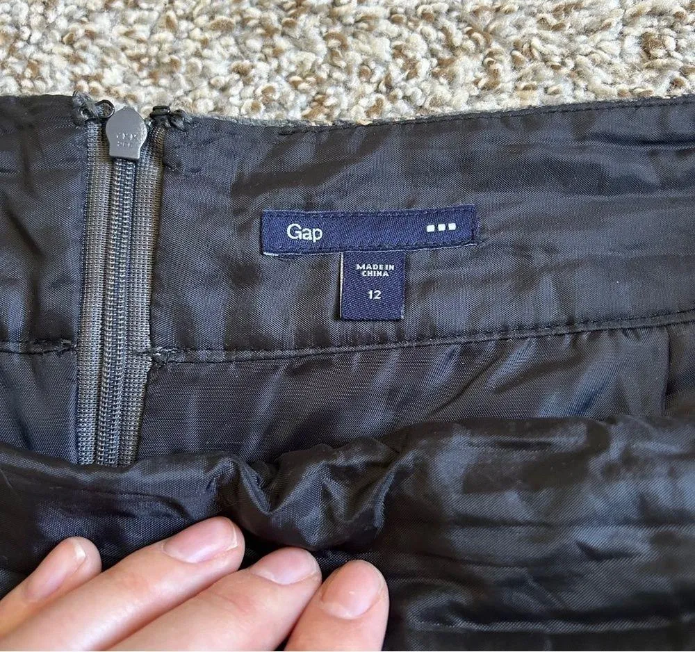 🦋 GAP Factory Grey Plaid Mini Skirt Preppy Office Formal School Girl Size 12 Gray - Image 3