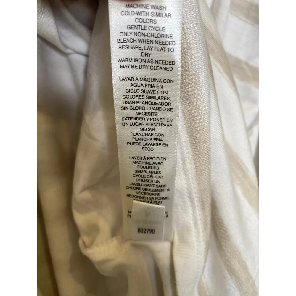 Zenergy by Chico’s White & Tan Striped Split Sleeve Stretch Knit Tunic EUC Sz XL - Image 6