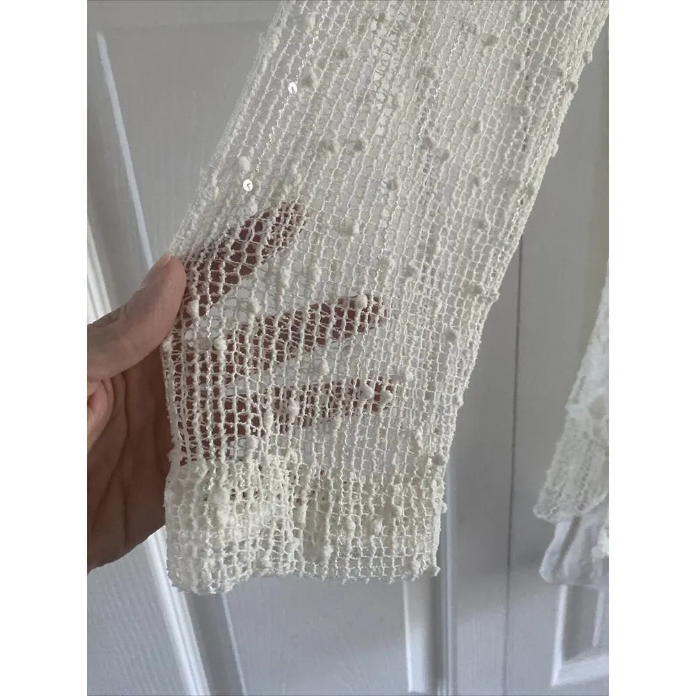 Indigo Soul‎ Women's White Lace Festival Blouse Top Medium Fairy Hippie - Image 4