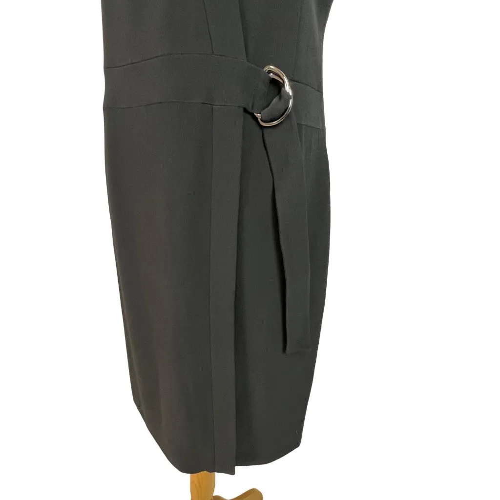 Lafayette 148 New York Black Wrap Dress Size 4 Short Sleeve Quiet Luxury Classic - Image 4