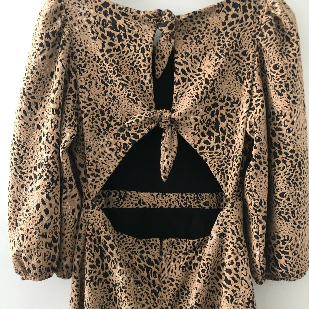 Anthropologie Maeve Leopard Print Knit Cut Out Mini Dress NEW - Image 6
