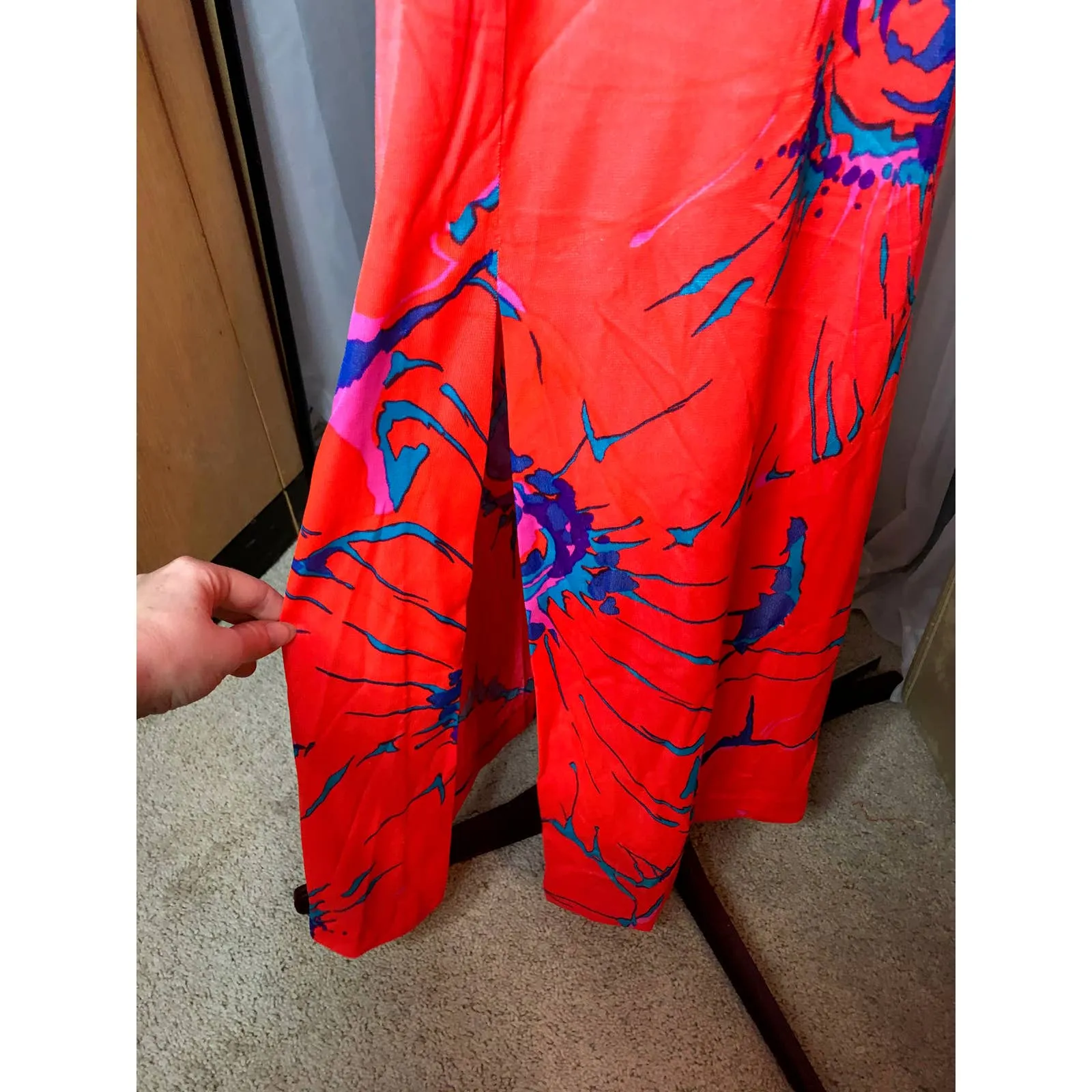 tank jacket maxi skirt set groovy nylon pink blue 1970s Size 8 - Image 11