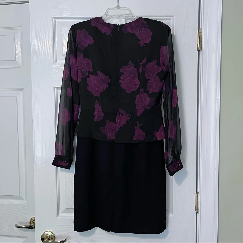 Formal cocktail wrap dress black and burgundy wedding size 6 - Image 8