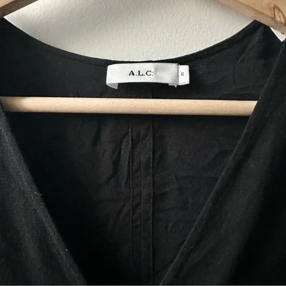 A.L.C. Black sleeveless blouse small tiered reverse hi lo designer luxury chic - Image 3