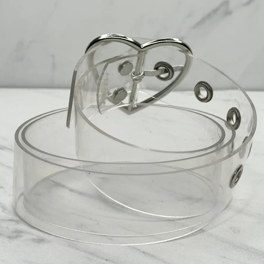Clear Heart Buckle Belt Small (S) Silver Y2K Transparent Grunge ✨ - Image 4