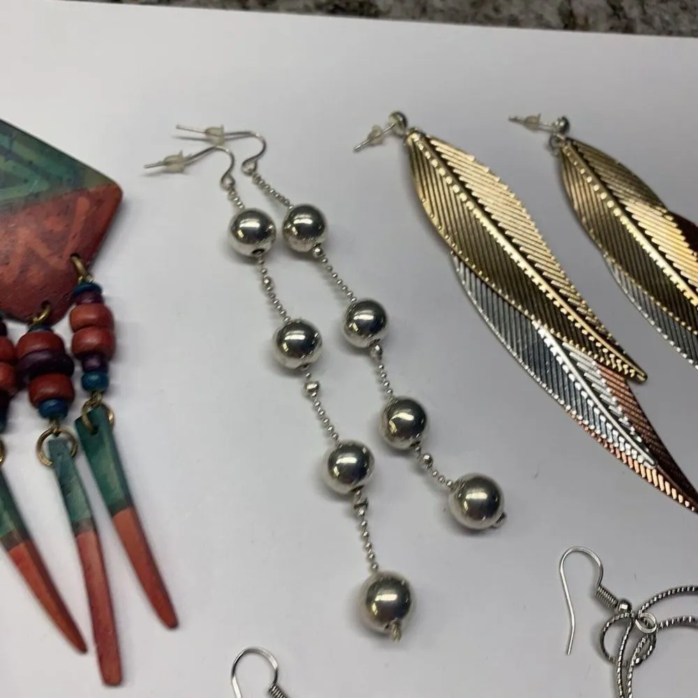 Lot Of 5 Large Statement Costume Earrings Pierced Dangle Mixed Lot! - Image 11