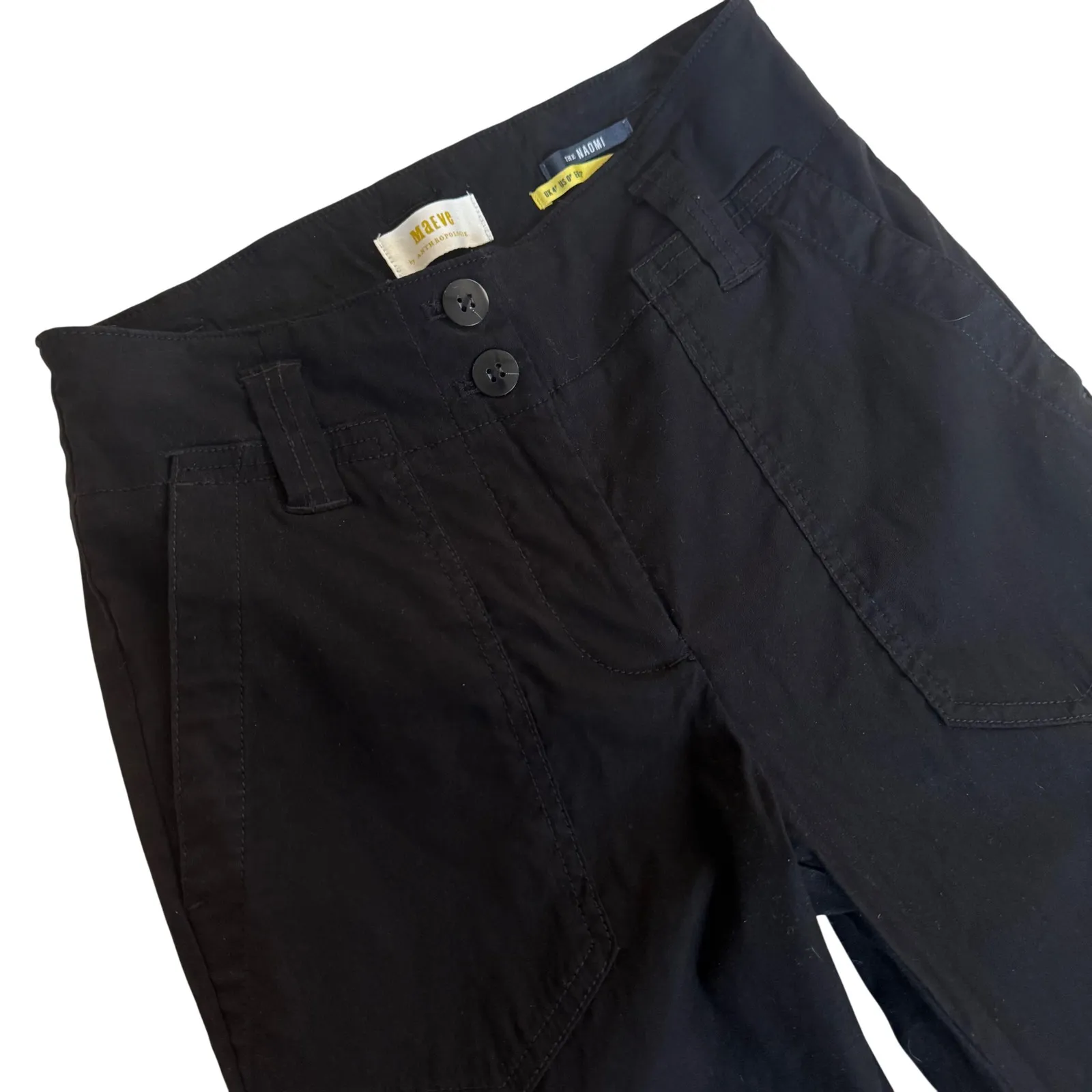 Maeve Anthropologie Naomi Black Wide Leg High Waisted Pants Size 0 Petite Flare - Image 4