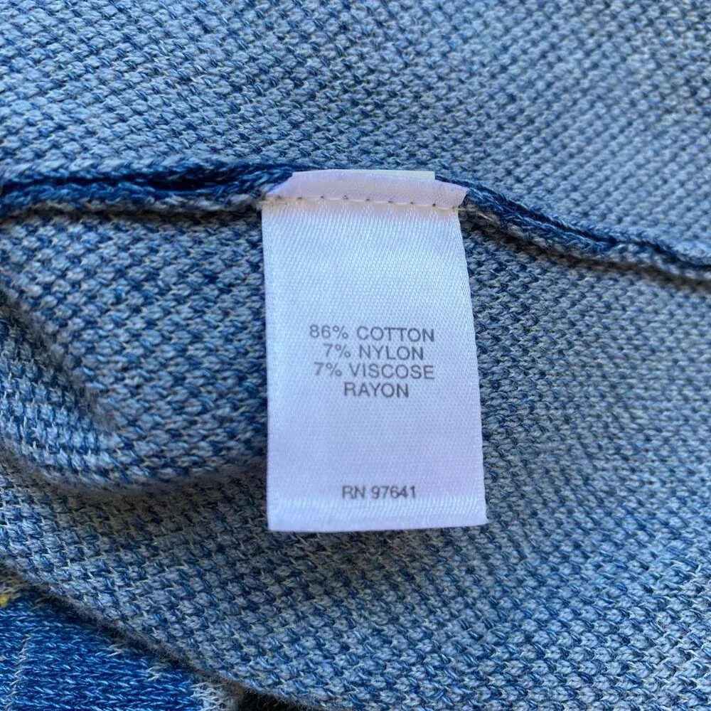 NWOT J. Jill Pure Jill Indigo Abstract Knit Cardigan Sweater Womens XS Blue Cozy - Image 14