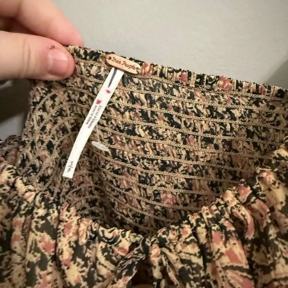 Free People Ruffled Square Neck Floral Print Long Sleeve Midi Dress S - Image 6