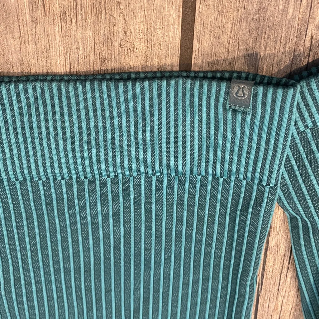 Lululemon Teal Striped Long Sleeve Top - Image 4