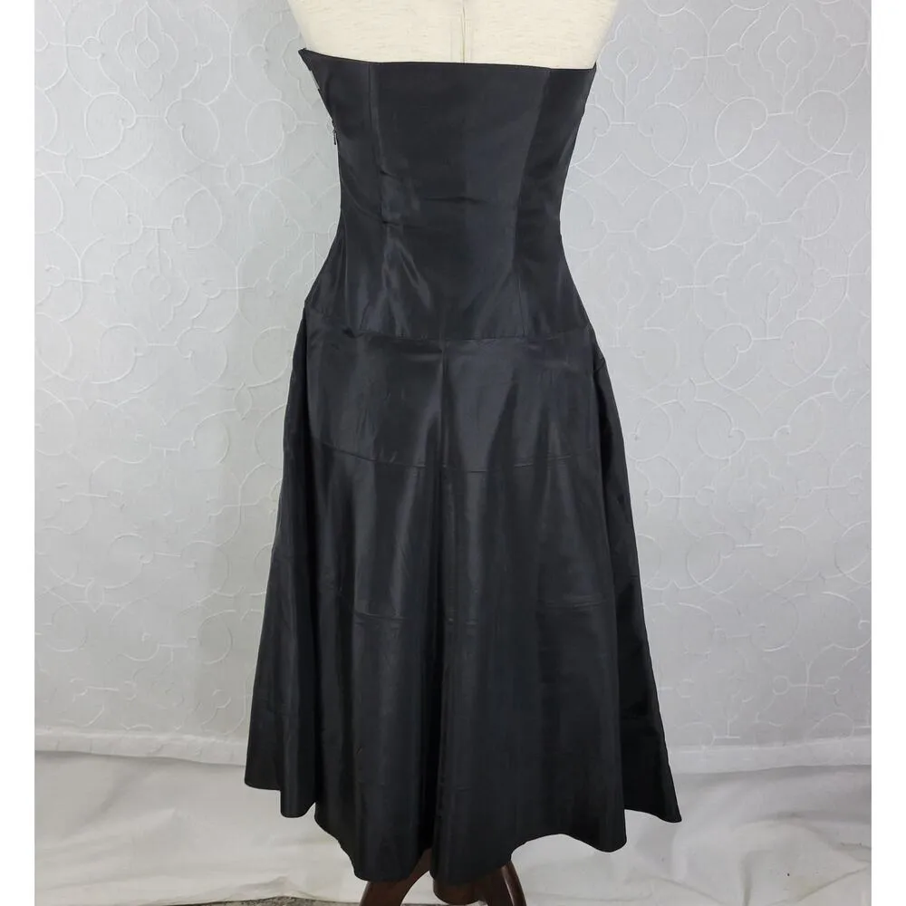 Bill Levkoff Womens Strapless Dress 4 Black A line LBD Bridesmaid Formal - Image 2