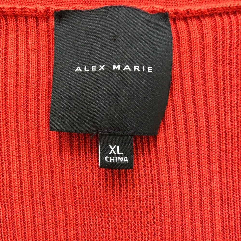 Alex Marie Rust Orange Ribbed Sleeveless Button Front Vest - Image 95