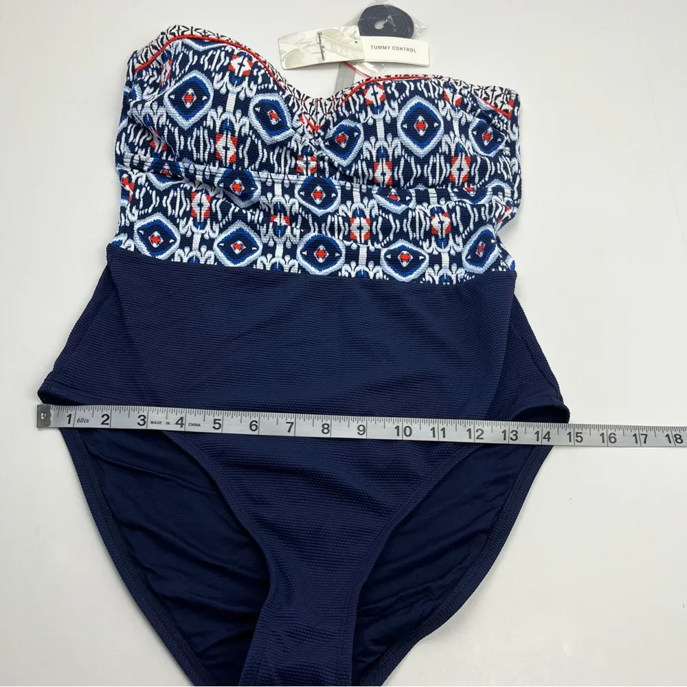 Tommy Bahama One Piece Island Cays Ikat Bandeau Swimsuit Women Size 8 Summer NEW - Image 8