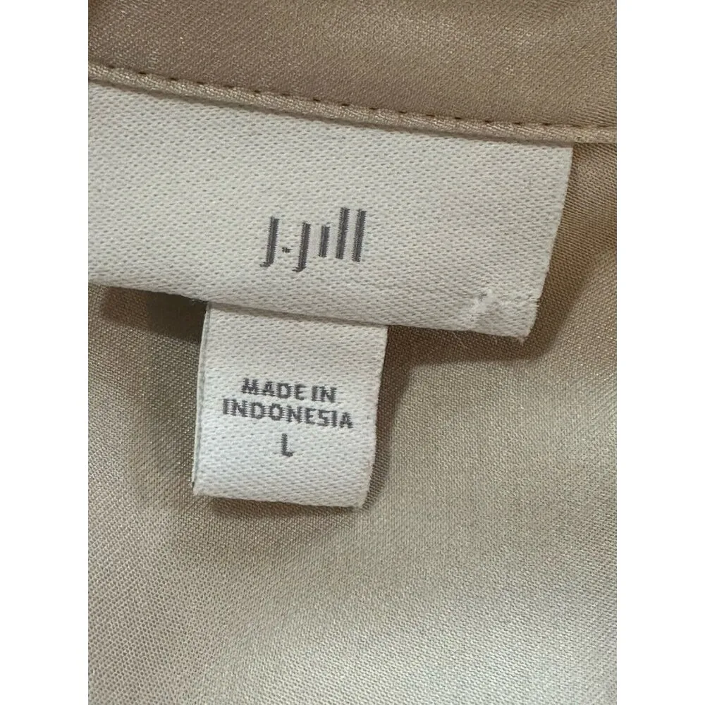 J. Jill Oversized Split Neck Top Blouse Button Down Sz L Cream Office Basic - Image 5