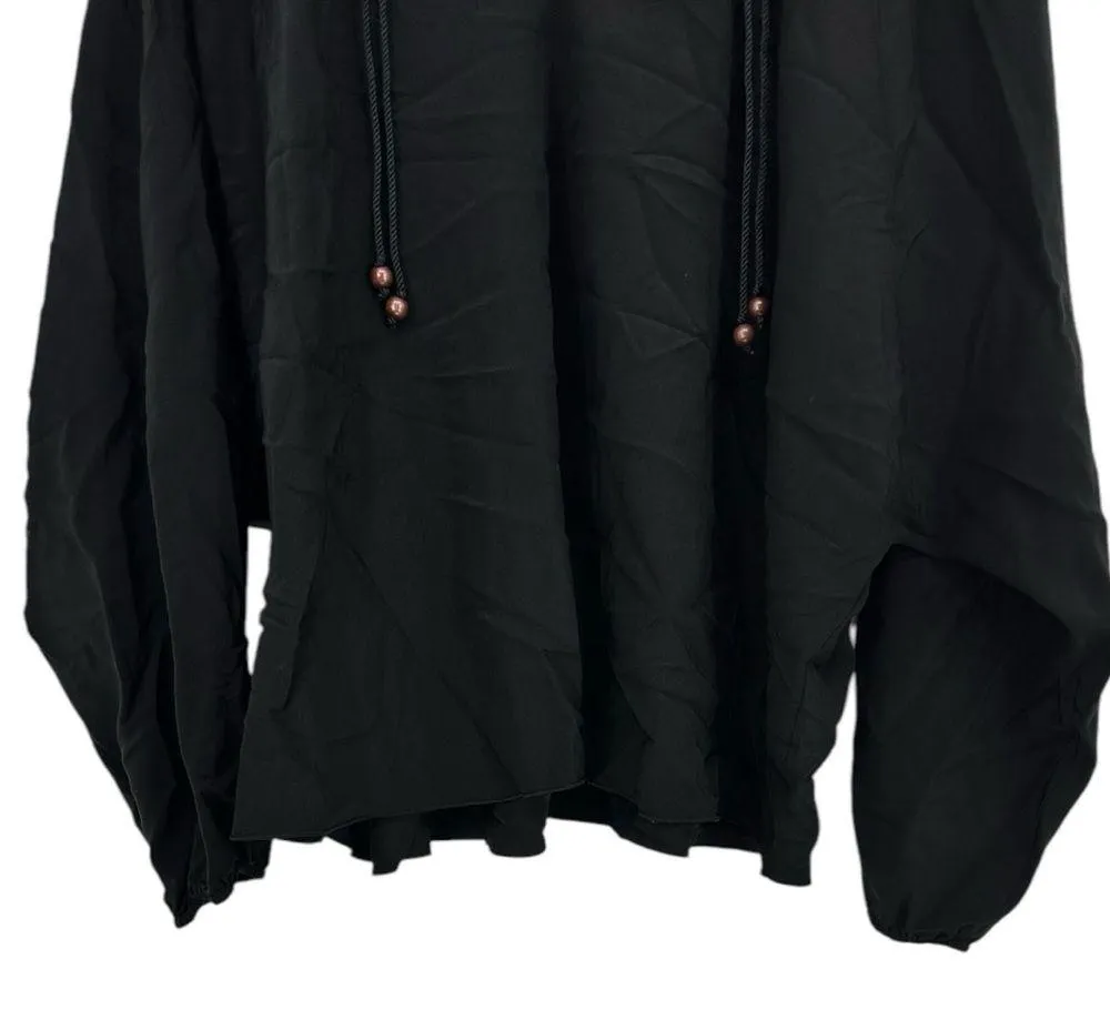 Elizabeth & James Black Chance Top size Large Oversized Silk Long Sleeve Boho - Image 7