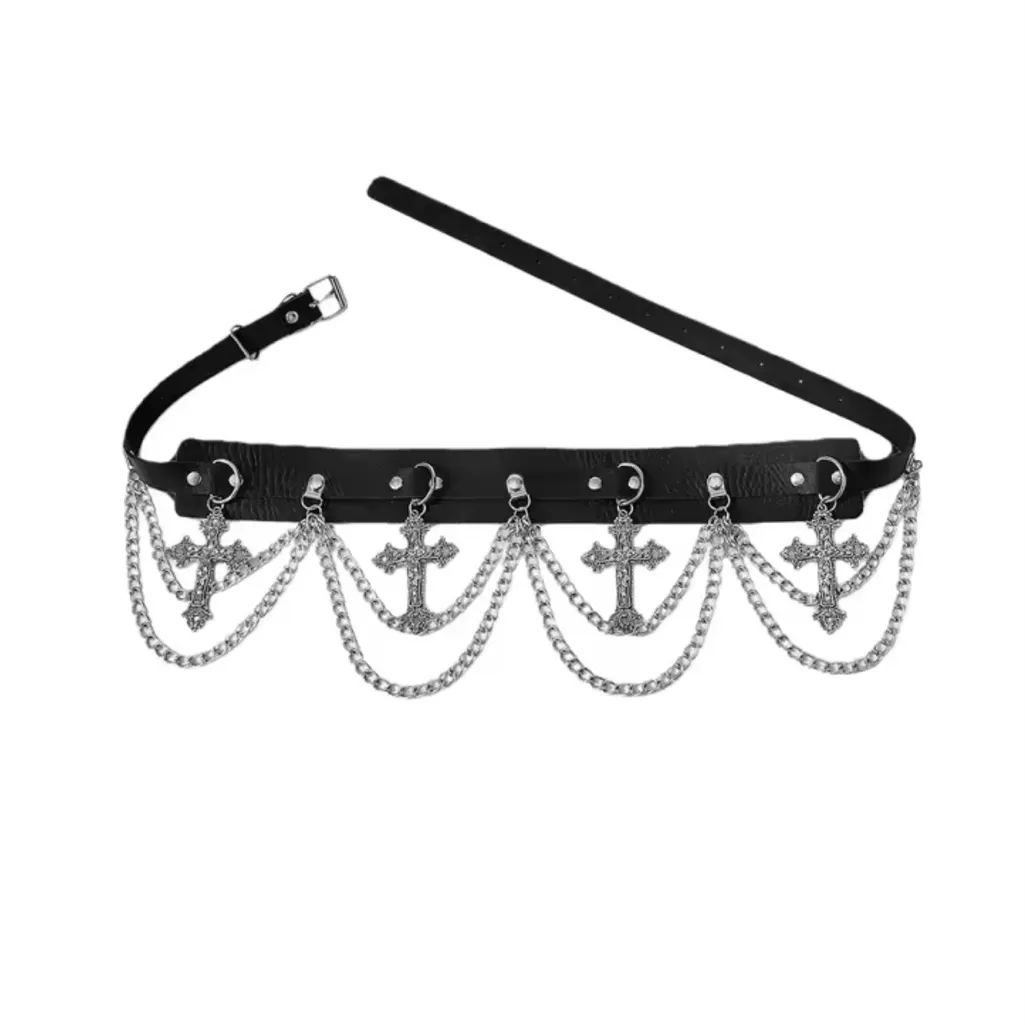 Black and Silver Chain Belt - Image 2