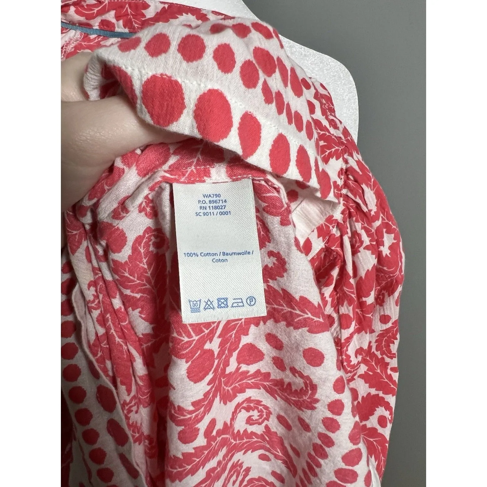 Boden Gauzy Boho Top Size 8 Women’s Coral and White‎ Tassel Cotton Beach Summer Pink - Image 4