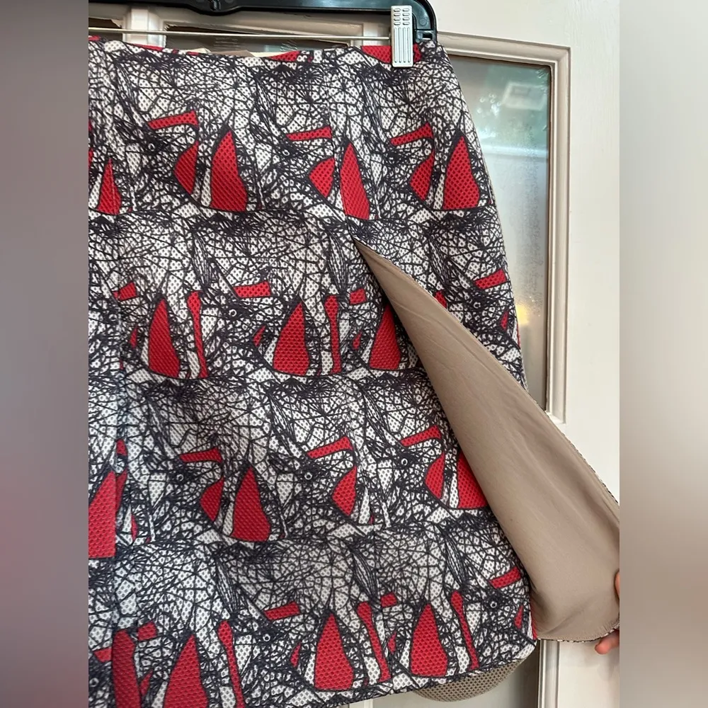 Revolve Angelys Balek Perforated Mini Dot Art To Wear Skirt Women’s Size 8 Med Red - Image 2