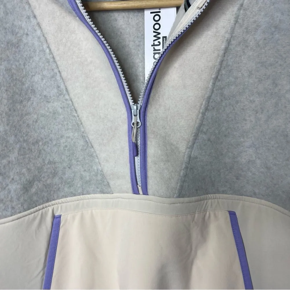 SmartWool Hudson Trail Fleece Cropped Hoodie Merino Wool Zip Neck Large - Image 4