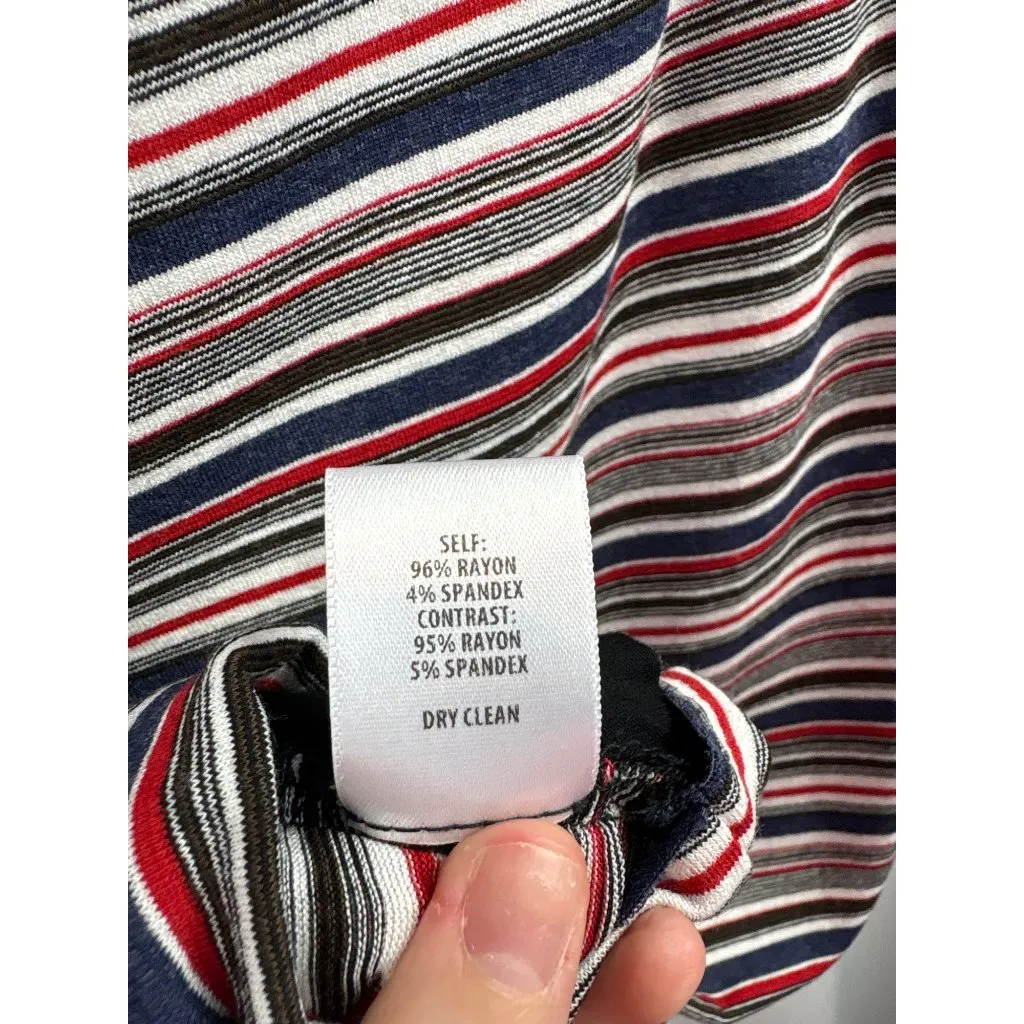 Women’s Bailey/44 Large Off the Shoulder Red, White, Blue, & Black Striped Shirt - Image 5