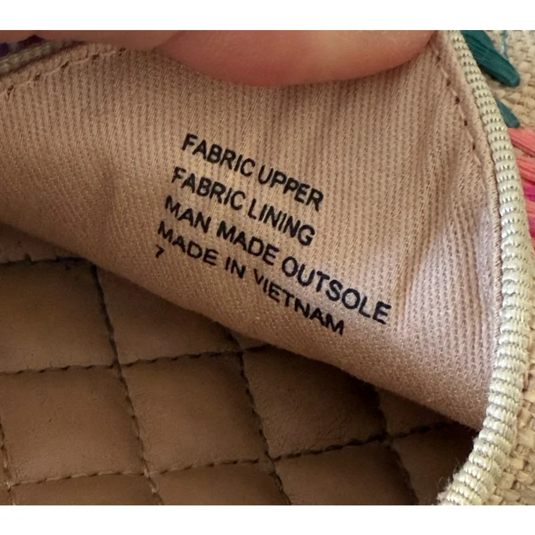 Birdies Heron Tropical Raffia Embroidered Floral Round Toe Slip On Flats-Size 7 - Image 6