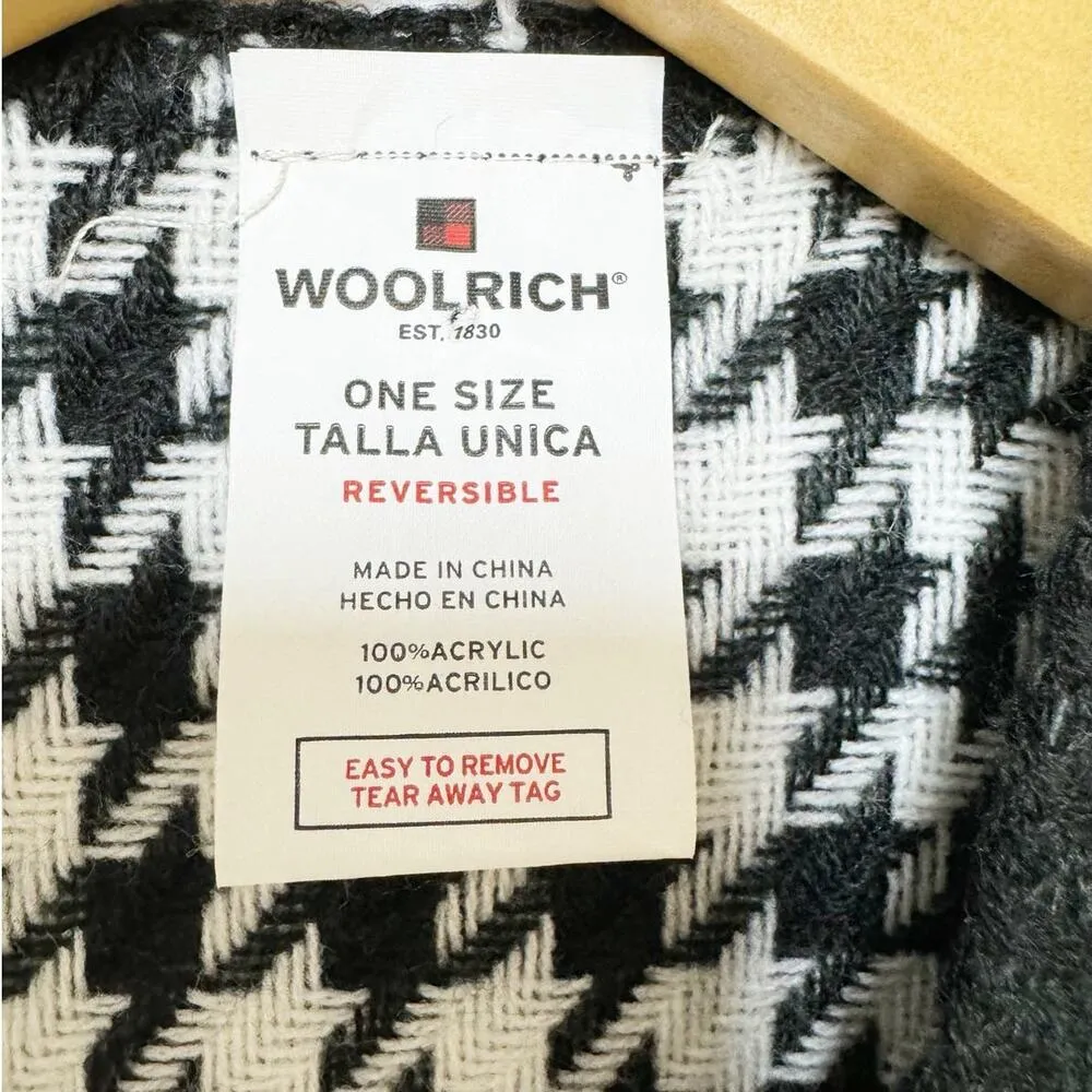 Woolrich Womens Reversible Wrap Scarf Black White Pink Houndstooth Acrylic OS - Image 4