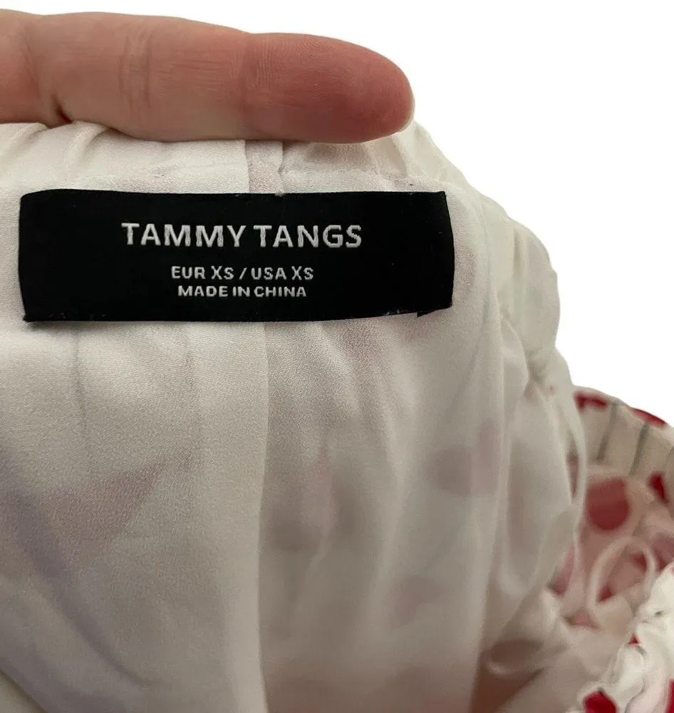 Tammy Tangs Heart Stripe Ruffle Strapless Mini Dress XS - Image 3