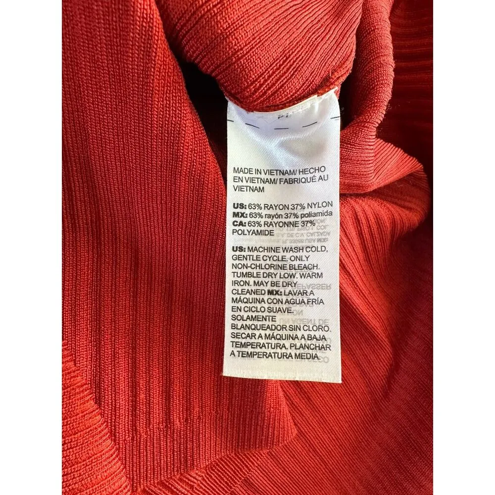 Chicos Rust Orange Ribbed V Neck Button Front Long Duster Cardigan Sz Large C 2 - Image 6