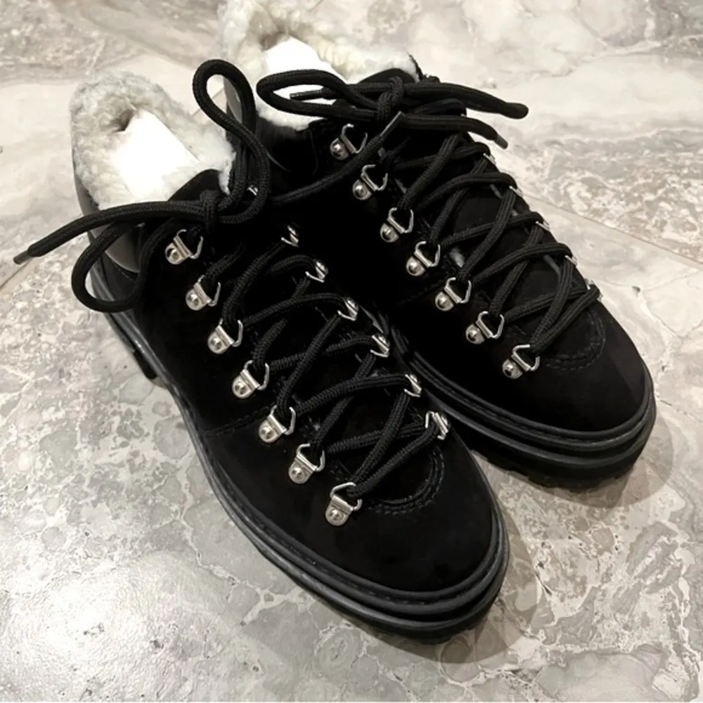 Schutz Lucille Faux Shearling-Lined Suede Hiking Boots Size 7 New in Dust Bag - Image 11