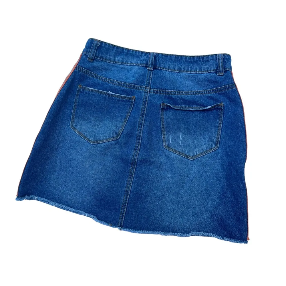 Chelsea & Violet Retro Side Stripe Denim Mini Jean Skirt, Sz 26 - Image 6