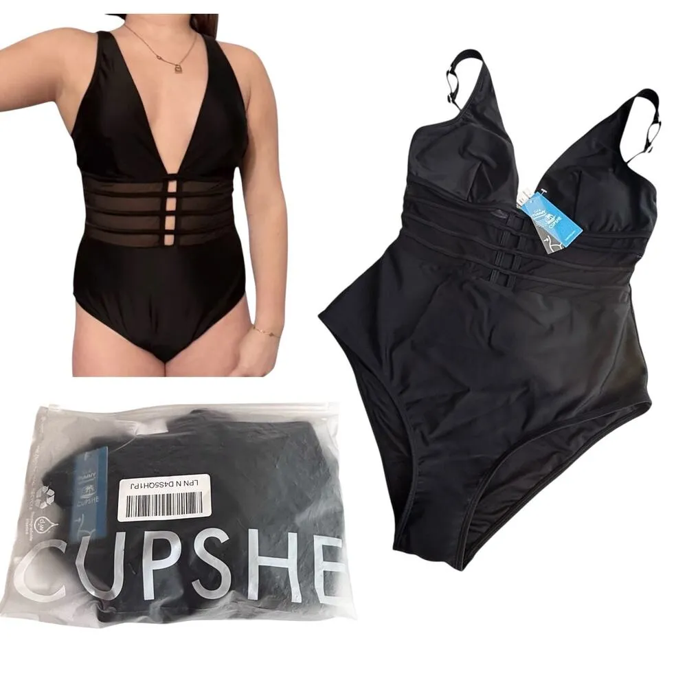 NEW Cupshe SWIMSUIT Women's LG 1PC Bathing Suit Tummy Control Mesh Adj. Straps - Image 15