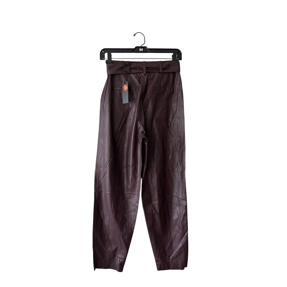 Blank NYC Womens Faux Leather Pants With Tie Belt Dark burgundy Size 25 - Image 4