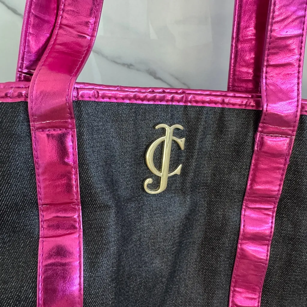 Juicy Couture shoulder tote bag - pink & navy - great for school, work, travel - Image 2