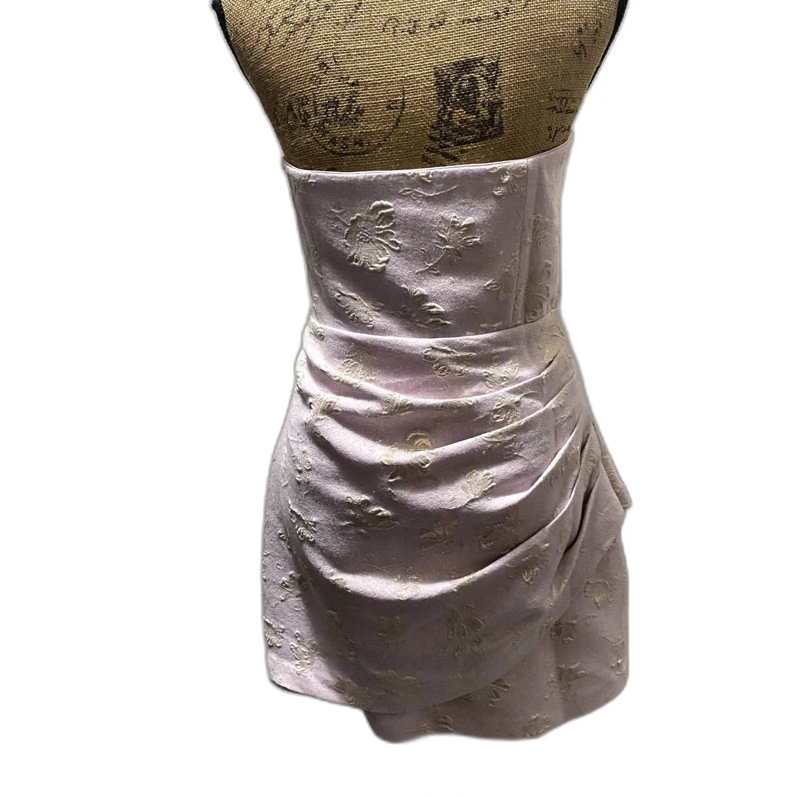 Majorelle Solandia Mini Dress Lavender Metallic Floral Ruched Party Size Large‎ - Image 6