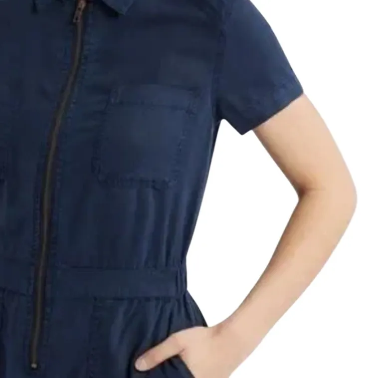 J.Crew Dress Women Blue Navy Half Front Zip Chino Utility Dress Size 4 - Image 5
