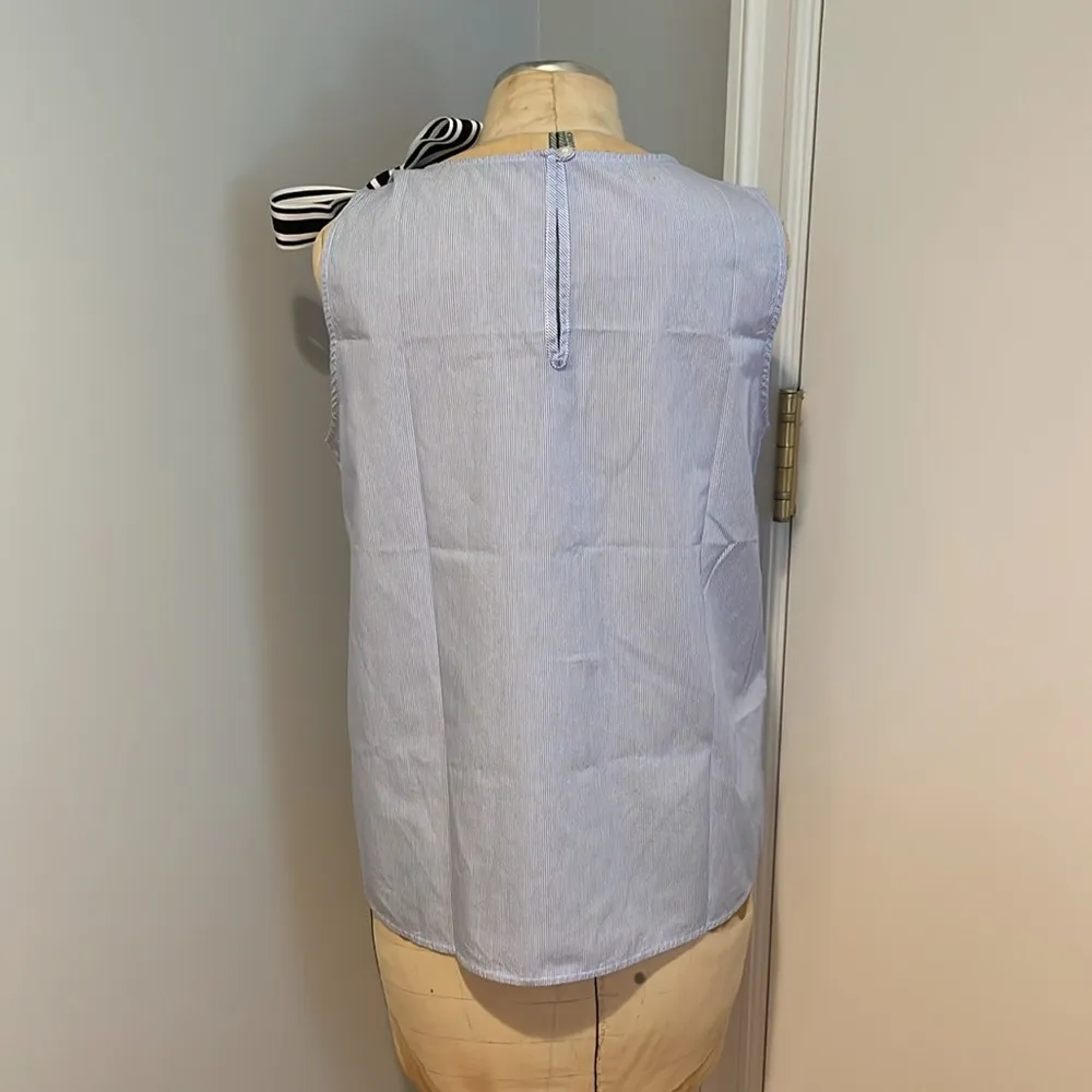 Motivi Light Blue Tank Top with Striped Bow Size 10 - Image 2