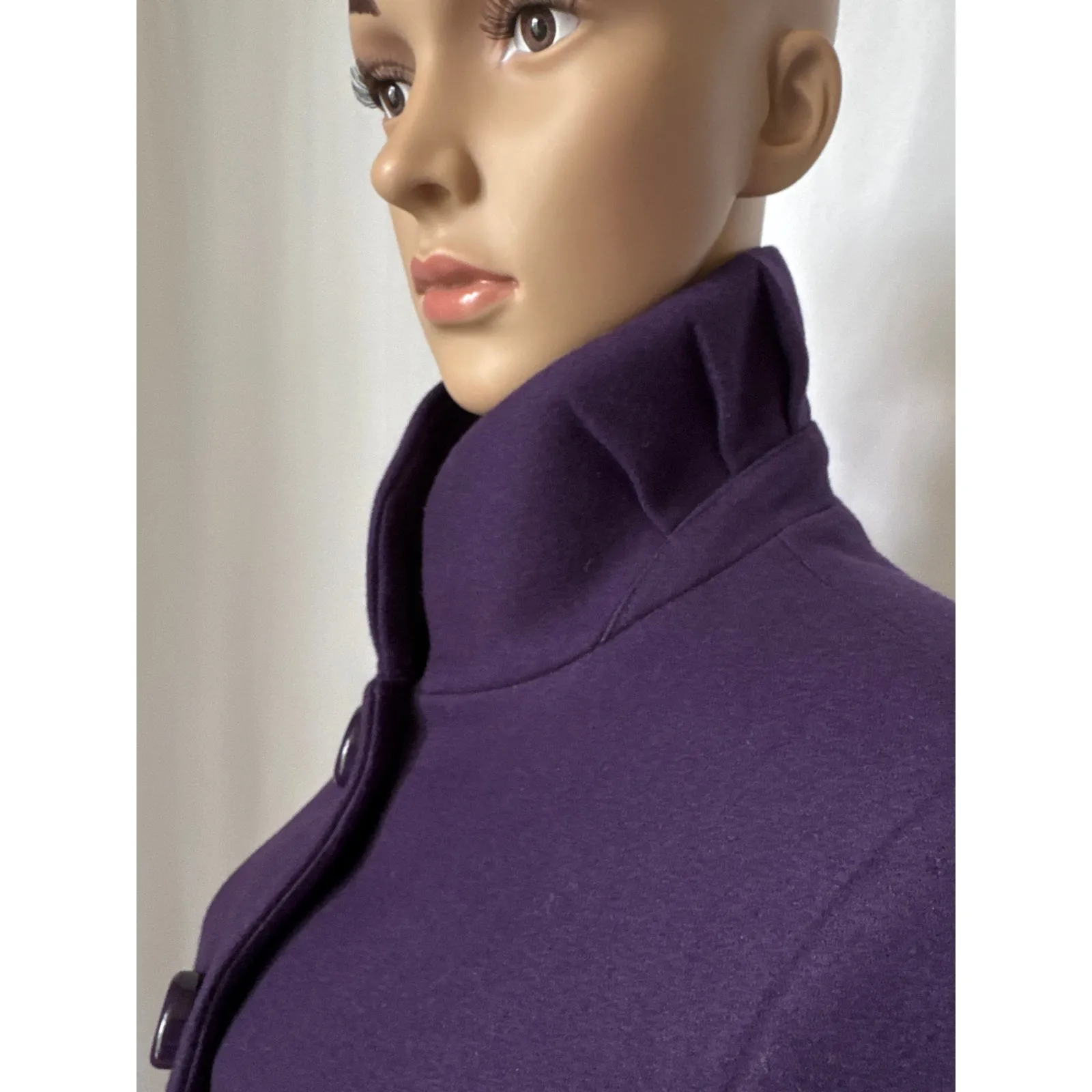 J. Crew Uptown Dress Purple coat pleated stand collar preppy size 2 - Image 4