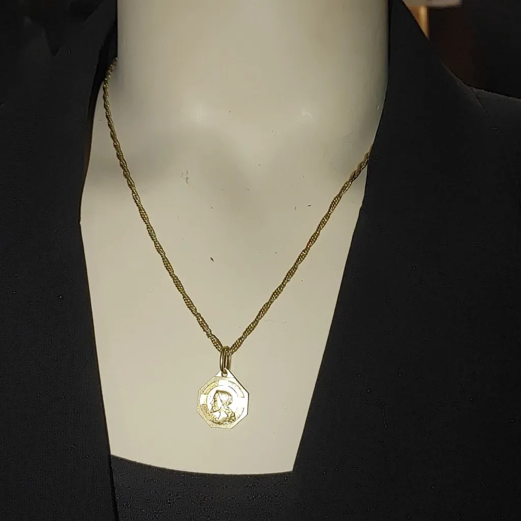 Jesus Pendant Charm 14K Yellow Gold Made in Italy YG Communion Christ Flat - Image 2