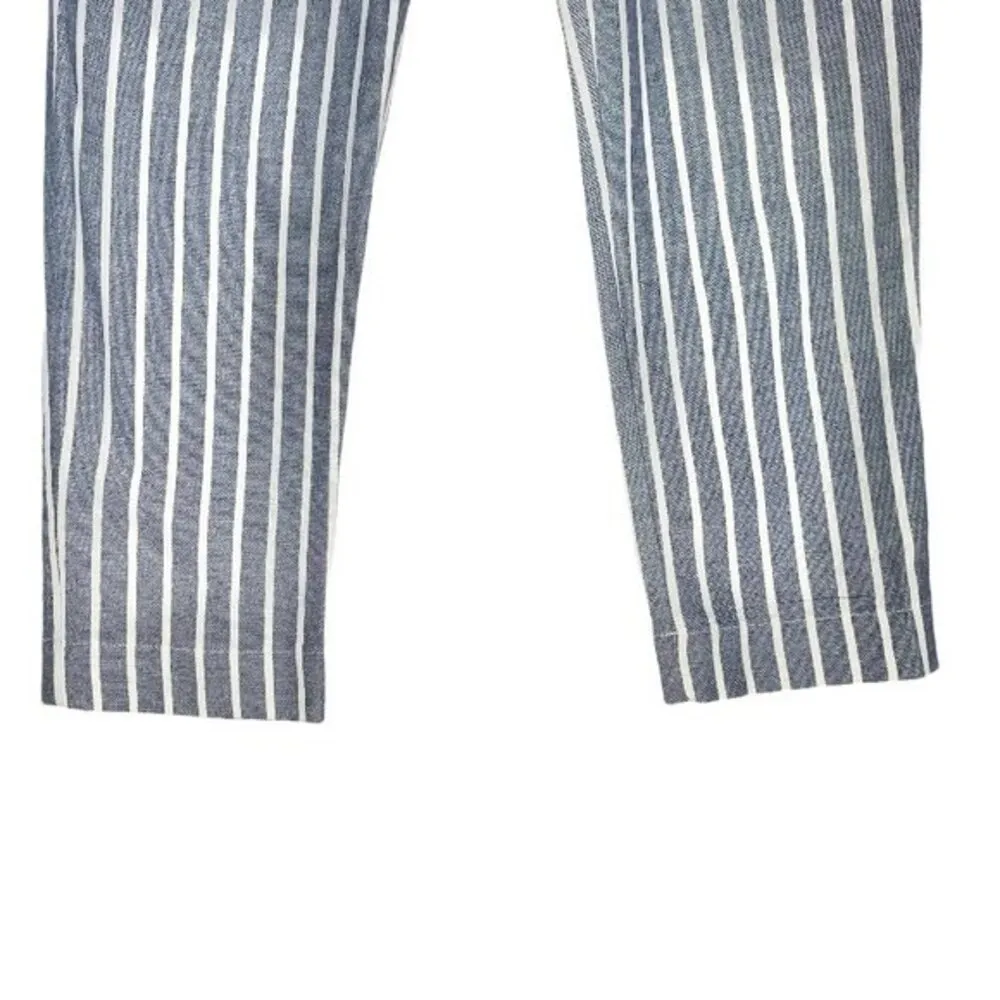 Urban Outfitters Gianna Striped High-Rise Paperbag Linen Blend White/Blue Pants - Image 9