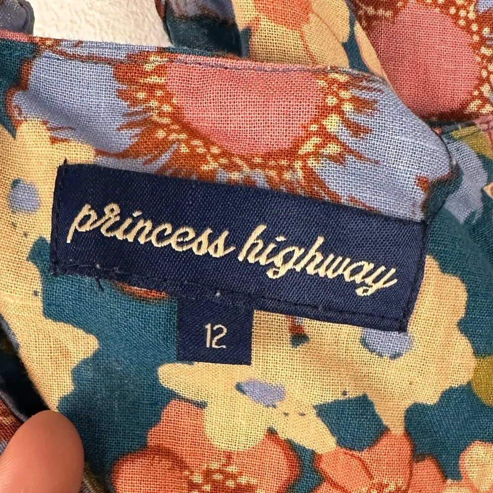 Princess Highway Linen Blend Wide Leg Ella Flora Jumpsuit Women’s Sz 12 cottage Blue - Image 9