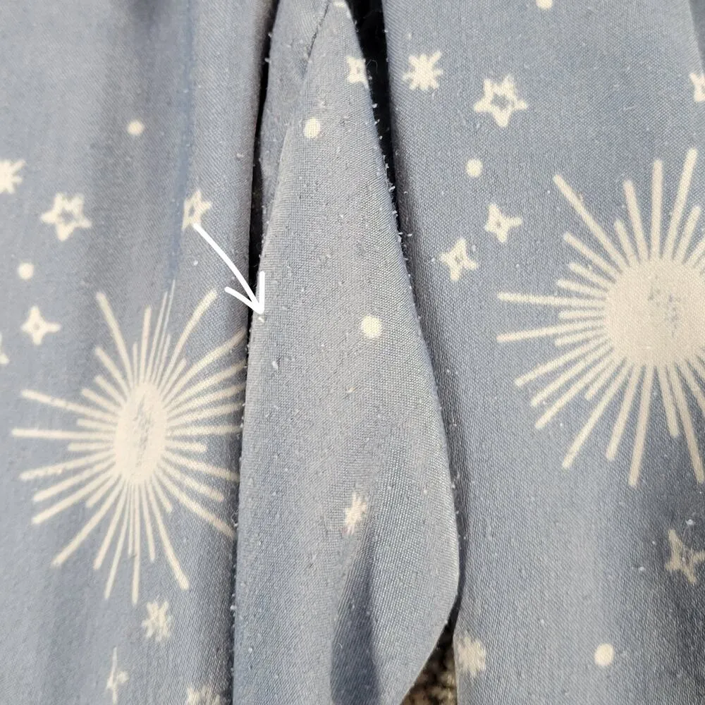 BP Celestial Pajamas Set Womens XS Blue White Sun Stars Moon Pants Button Top - Image 15